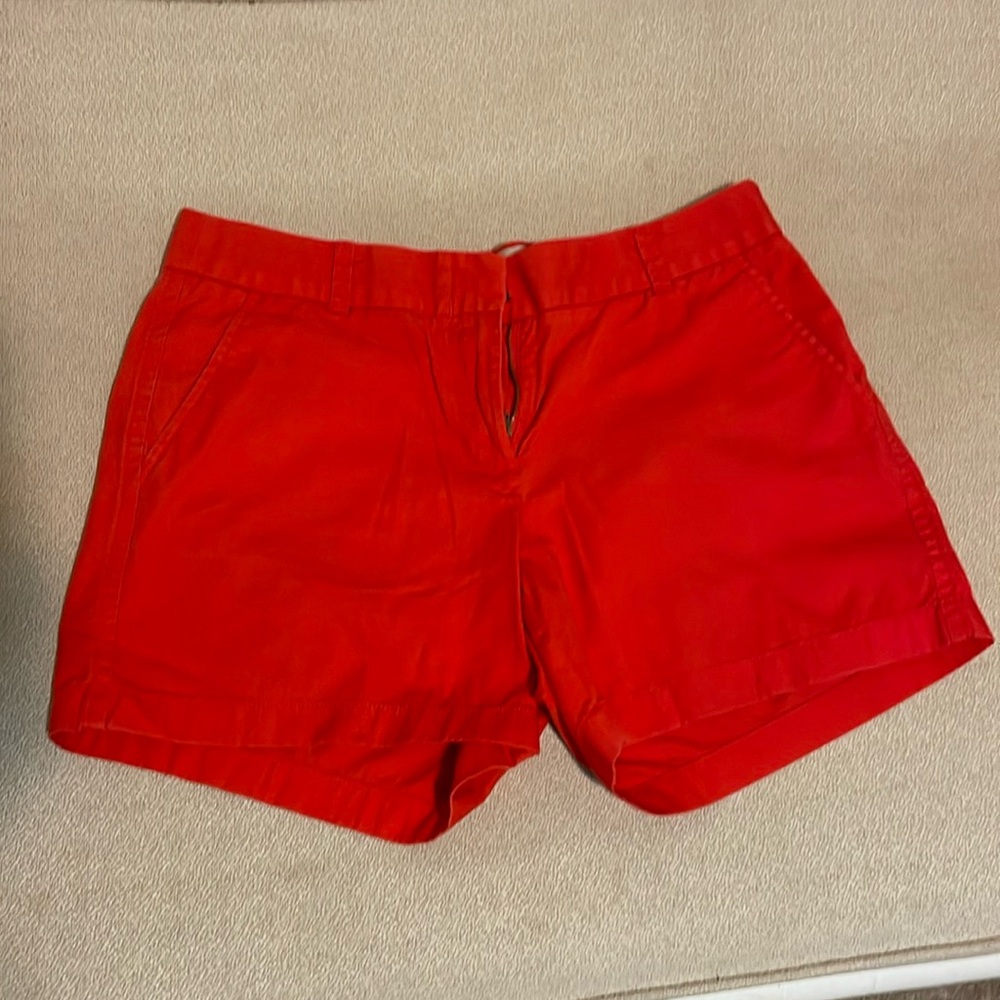 J. Crew chino “broken in” 3 in shorts. Red, size 8.